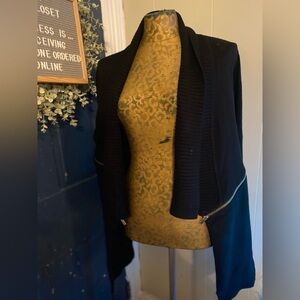 Black INC Sweater Cardigan with Gold Side Zippers